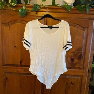 U2B Jersey Bodysuit with snap clasps, one-piece short sleeve t-shirt bodysuit